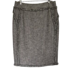 MAGASCHONI Collection Ivory Grey Black Gold Lurex Tweed Pencil Skirt Size 14 NEW